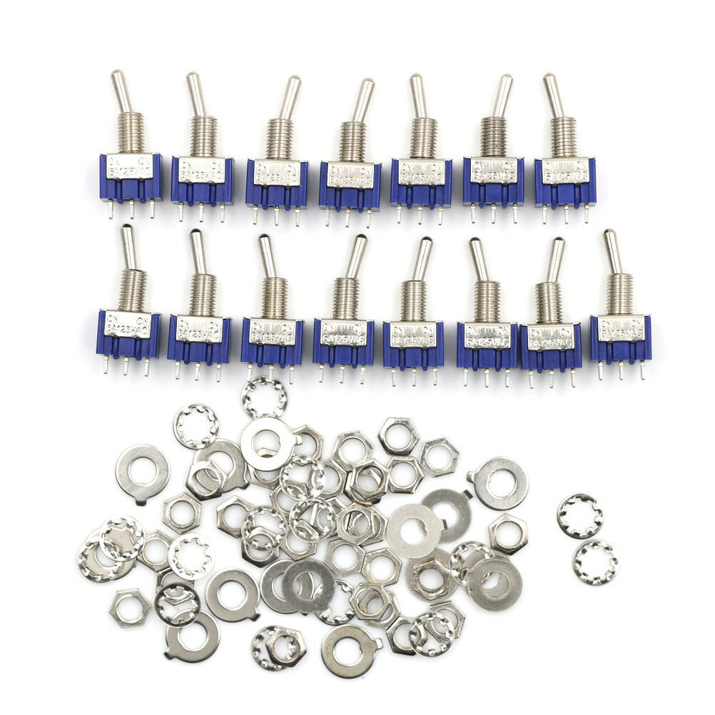15 Pcs AC 125V 6A SPDT ON-ON 3 Pin Latching Mini Toggle Switch Pip US