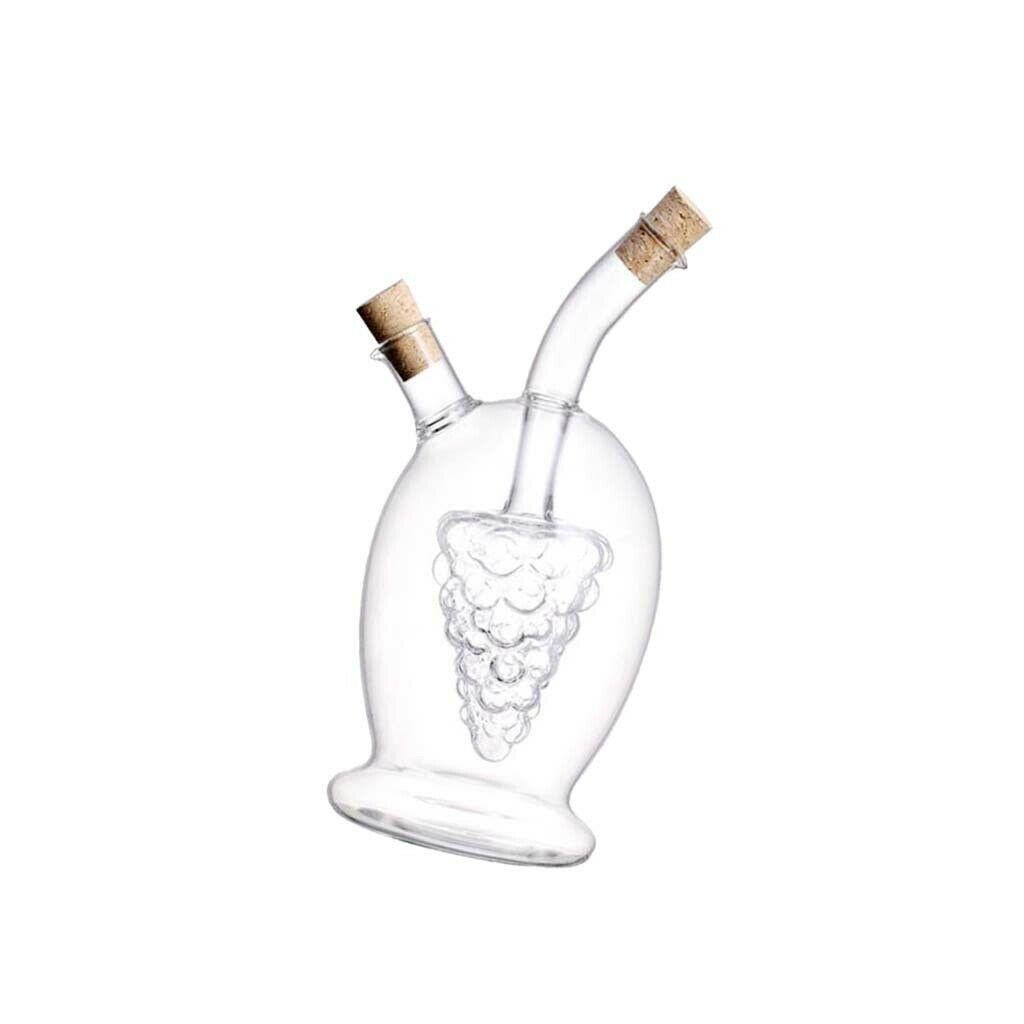 2-Outlet Glass Olive Oil Jar Vinegar Bottle Sauce Cruet Dispenser 9cmx20cm