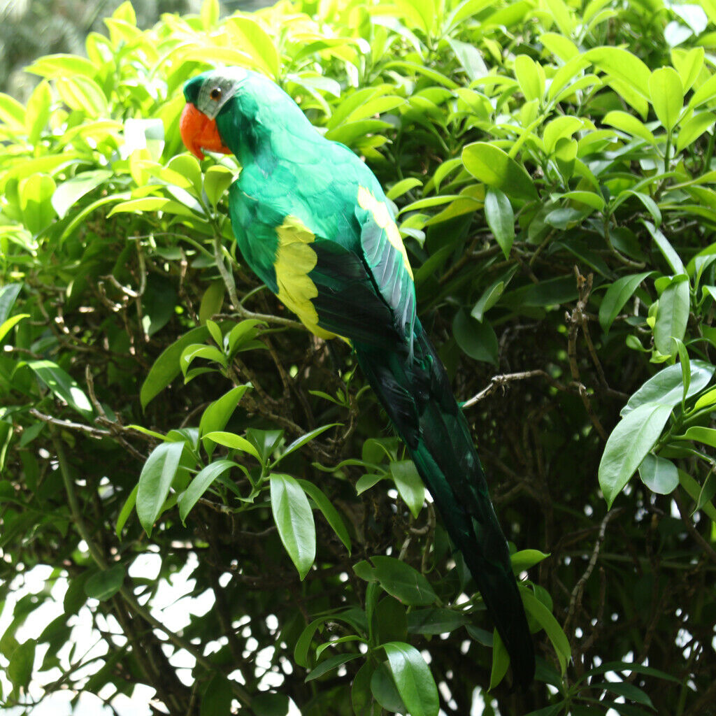 Artificial Parrot Feathered Birds Garden Home Decoration Ornament 45cm Green