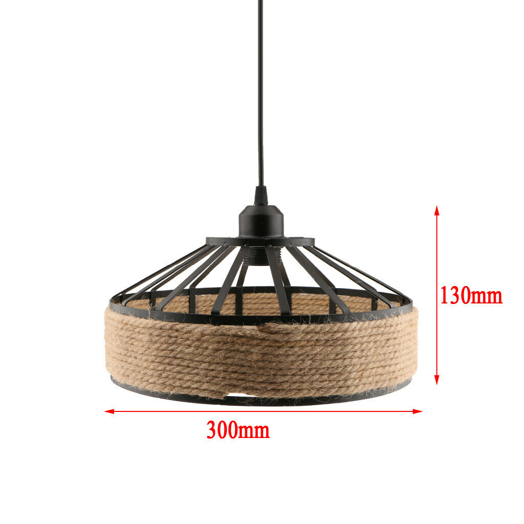 E27 Base Pendant Light, Manila Rope Twined Pendant Lampshade Frame Iron Wire