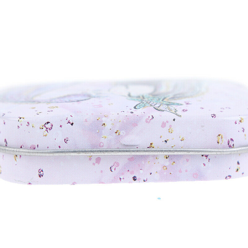 Mini Mermaid Tin Trinket Jewelry Coin Box Tinplate Storage Case Small Rec.l8
