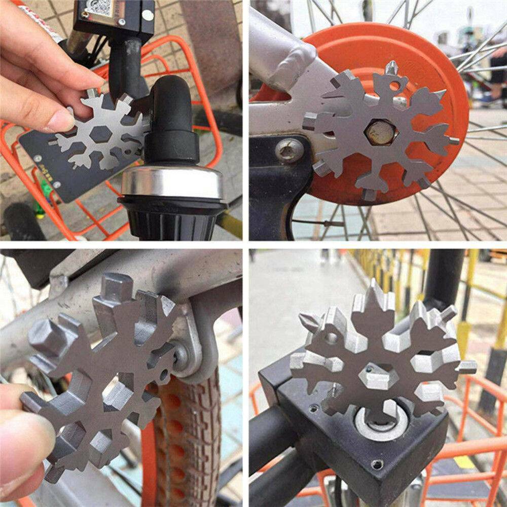 18In1 Stainless Tool MultiTool Portable Snowflake Shape Key Chain Screwdriver US