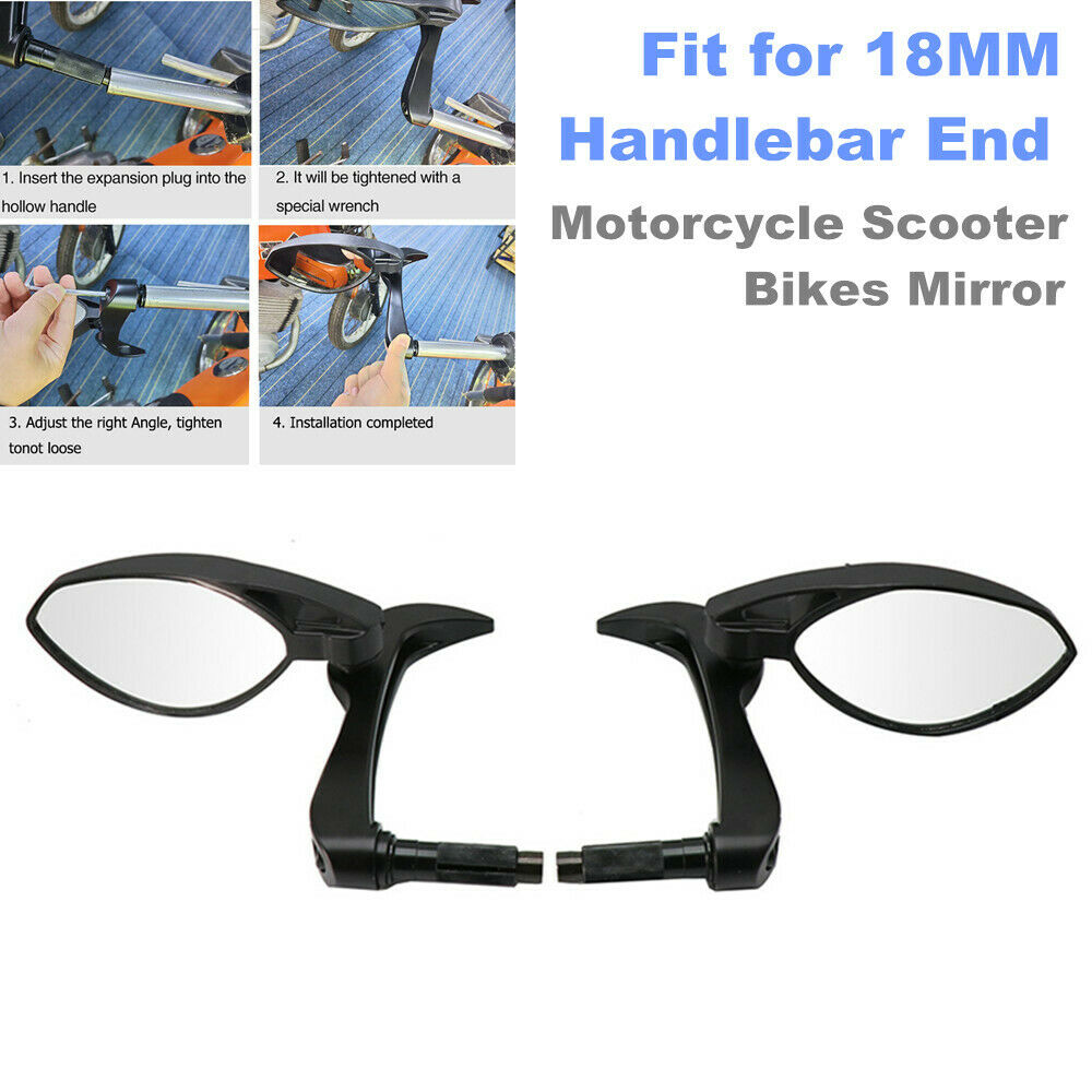 18MM Screw Motorcycle Handle Bar End Rearview Mirrors Scooter Booster Hand Guard