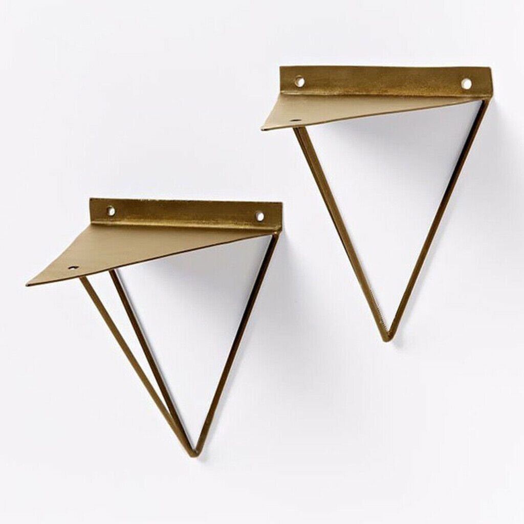 2Pcs Heavy Duty Metal Triangle Support Bench Board Shelf Brackets Golden