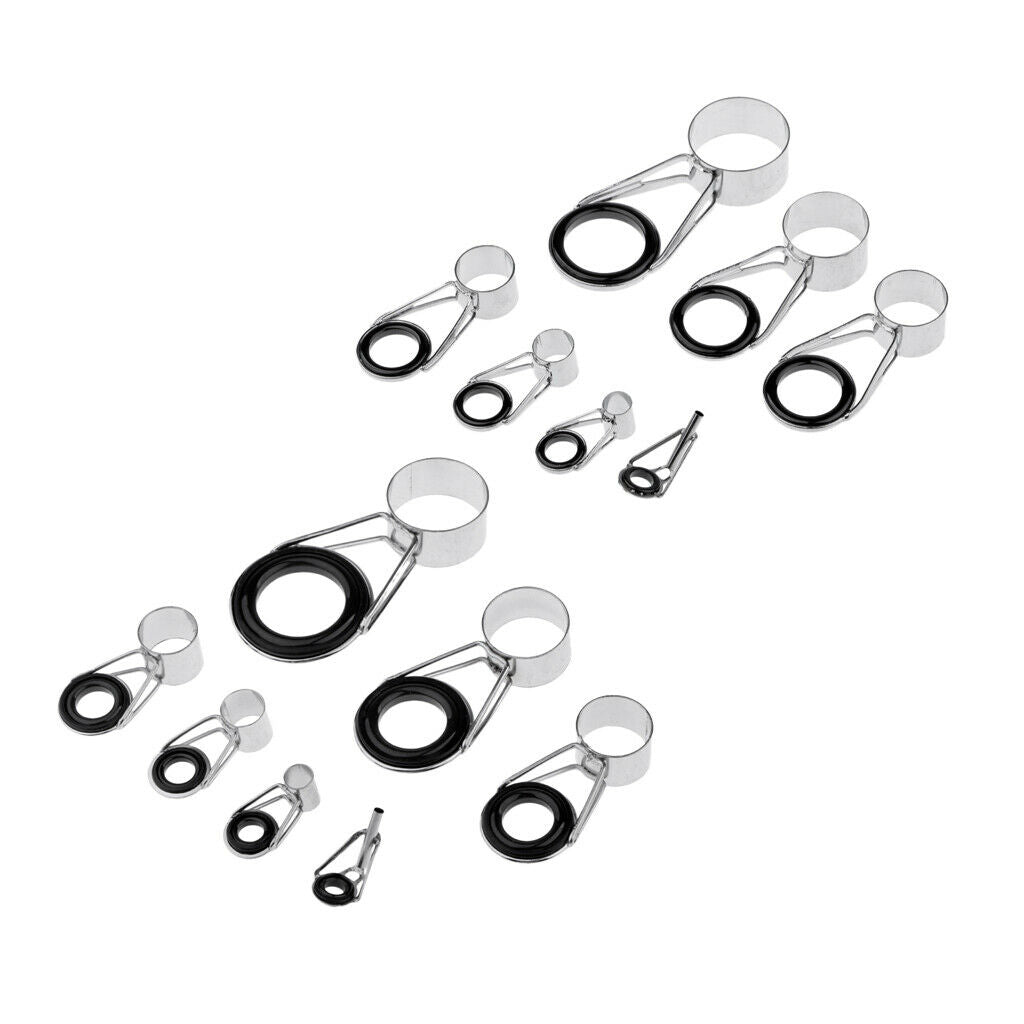 14Pcs Ceramic Fishing Rod Guide Tip Top   Pole Rod Repair Kit Eye Rings