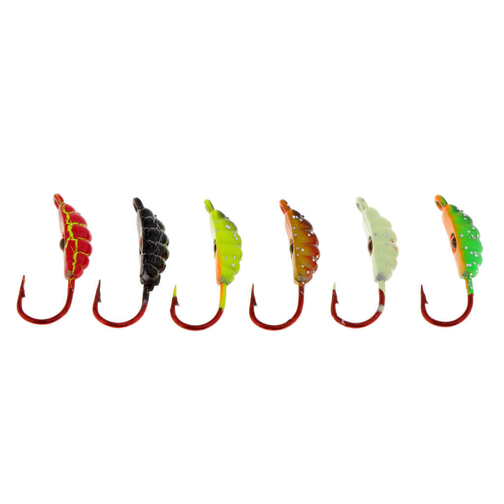 6Pcs/Set Winter Ice Fishing Hook Lure Lead Jig Head Hooks Baits Crank Hooks