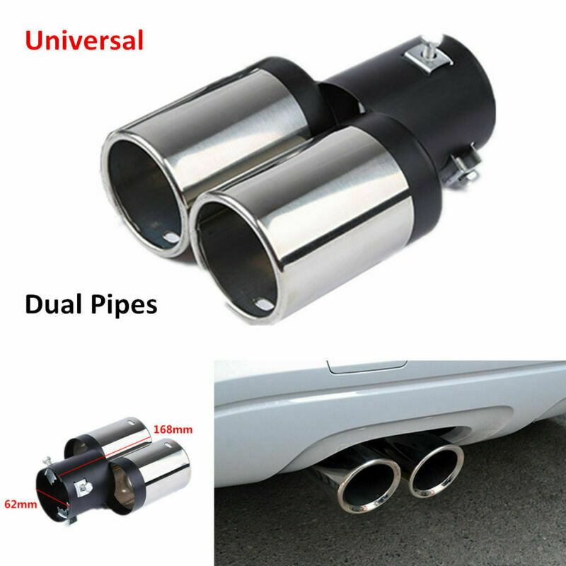 1x Chrome Stainless Steel Car SUV Exhaust Pipe Muffler Tip Tail Y-Pipe Dual Pipe