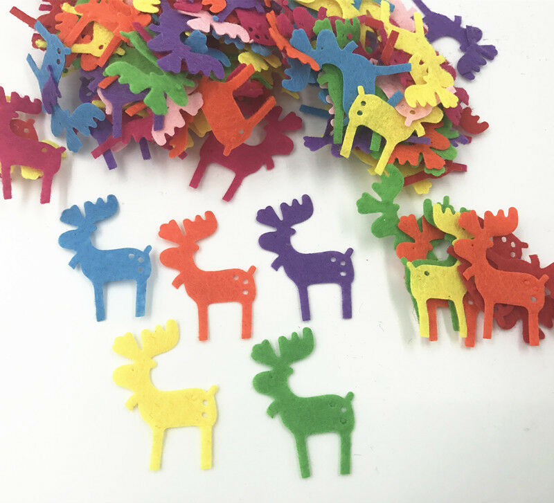 100X Mixed Colors Christmas deer Felt Appliques decoration Christmas craft 4cm