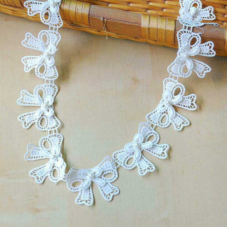 1 Yards Double layer Bow Lace Beading Necklace Makeing Clothing Accessories