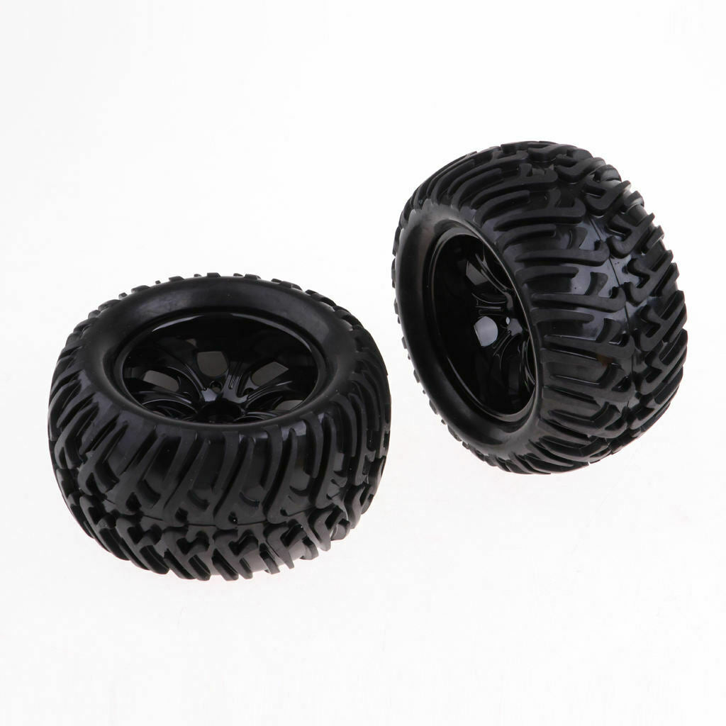 4Pcs Rubber Tires (125mm OD/70mm W) with Wheels Set for 1/10 RC Truck