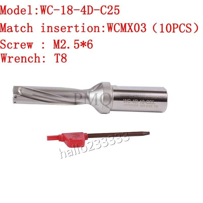 WC-18-4D-C25 U Drill Φ18mm-4D indexable drill bit + WCMX030208FN U Drill insert