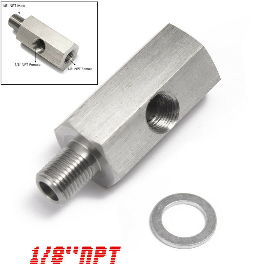 Universal Stainless Steel 1/8'' NPT Tee for taping into OE oil pressure sender