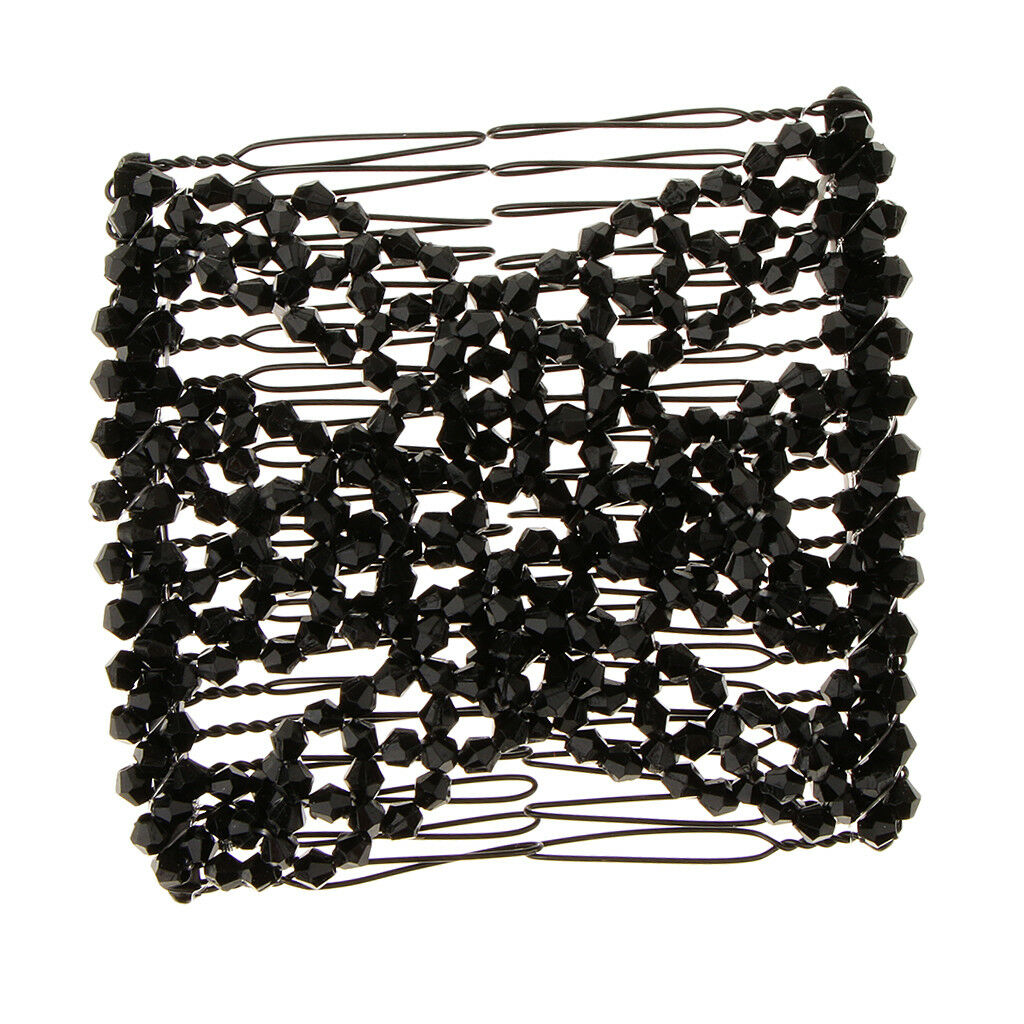 Black Beaded Magic Hair Combs Beads Double Hair Clips for Thick Hair