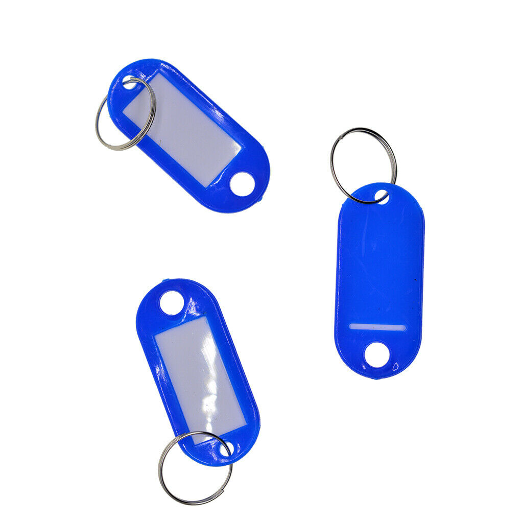 50x Waterproof Plastic Key Fobs Luggage ID Tags Labels Key Rings Royal blue