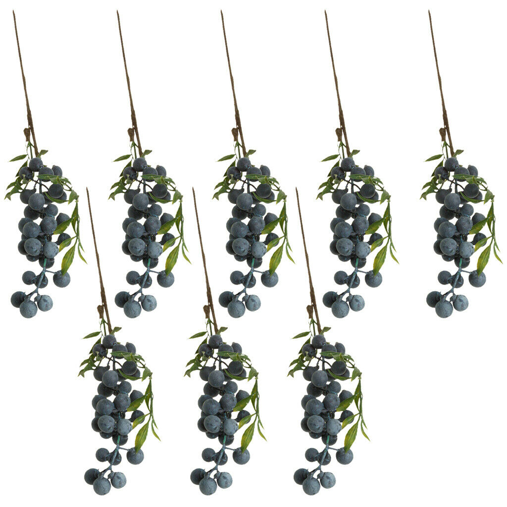8x Artificial Maple and Oak Bushes with Berries Fall Leaf Decor