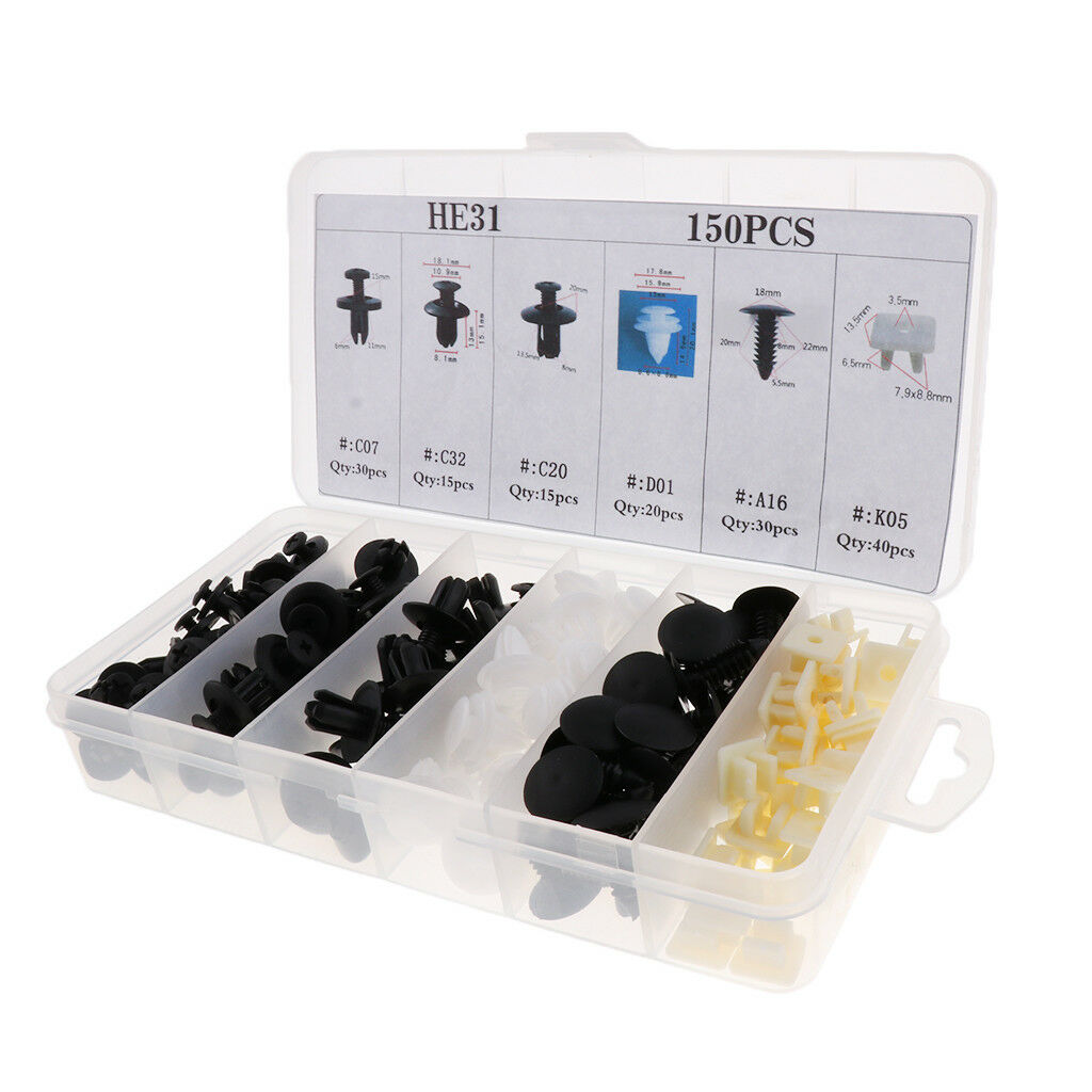 150 Pieces 6 Types Auto Car Body Fender Bumper Retainer Fastener Clip Kits