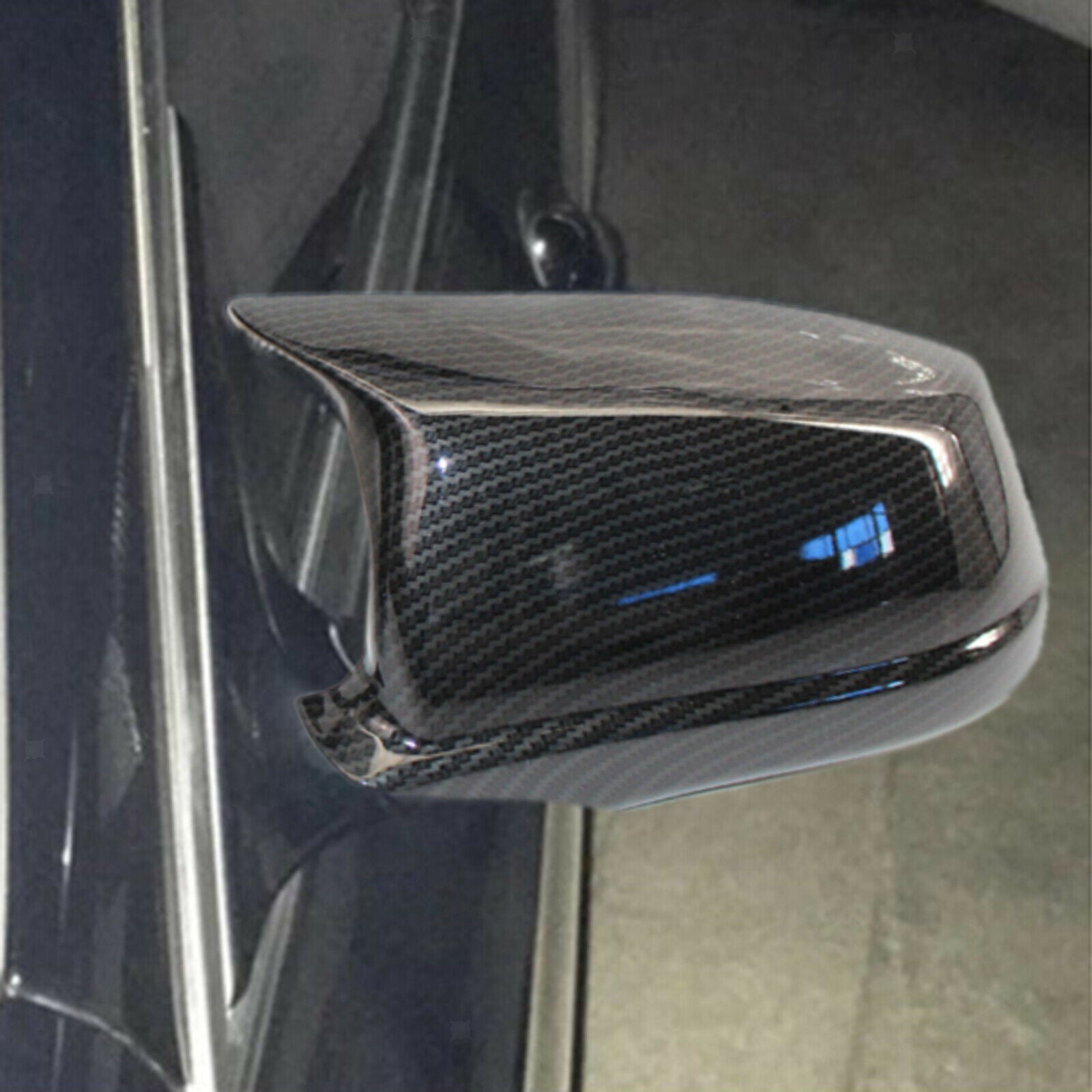 1Pair Side Rearview Mirror Cover Cap Carbon Fiber Replace Style For BMW F10