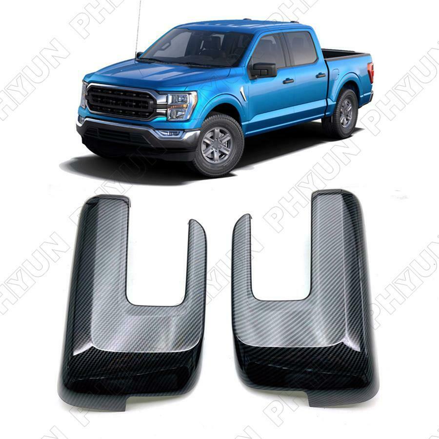 Carbon Fiber Style Rear View Side Mirror Covers Trim For Ford F150 F-150 2021-22