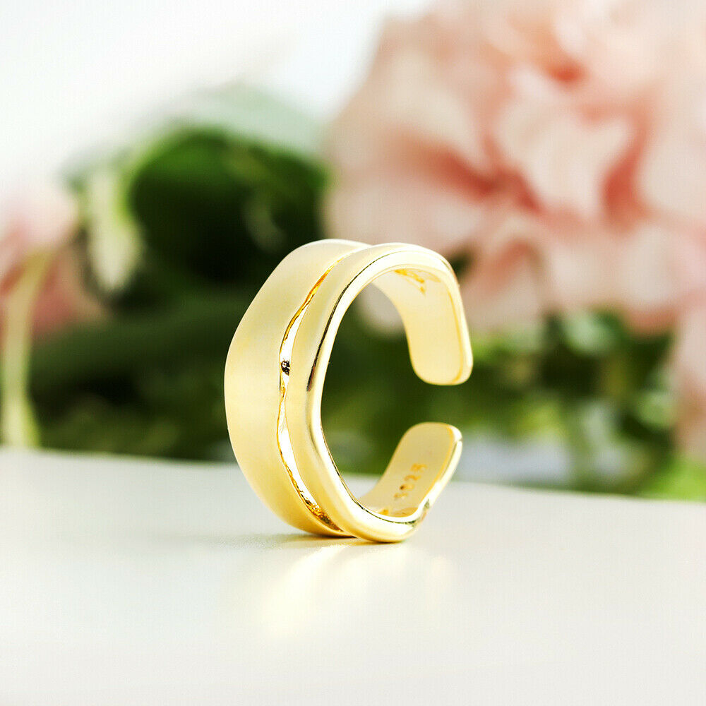 Women Elegant Trendy Adjustable Jewelry Double-Layer Irregular Wave Open Rings