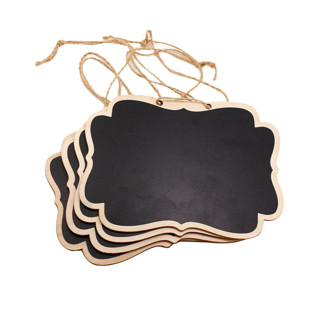 4 Pieces Wooden Mini Hanging Blackboard Wedding Party Message Memo 16x12cm
