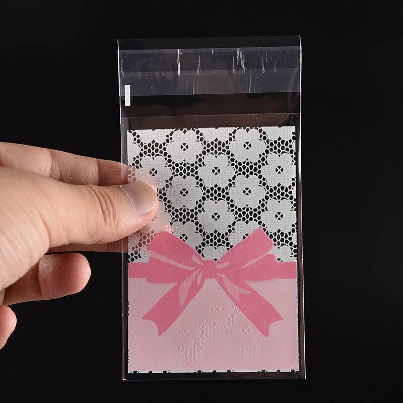 100X Flower Lace Pastry Cookie DIY Gifts Self-Adhesive Plastic Cellophane .l8