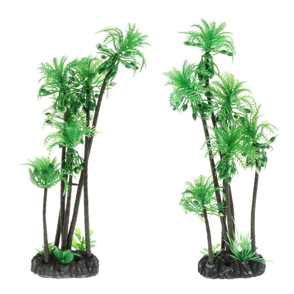 2pcs Plastic Aquarium Terrarium Plants Landscape Decorative Ornament