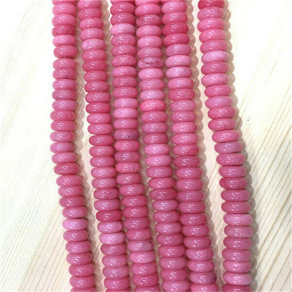 1 Strand/67Pcs 10x6mm Rose Malay Jade Rondelle Abacus Spacer Beads 15.5" HH368