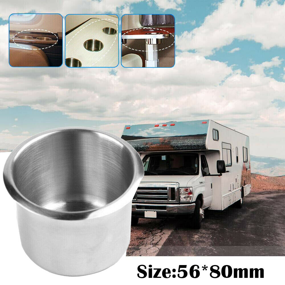 2Pcs Stainless Steel Set Recessed Cup Drink Holder For Marine Boat Camper Truck