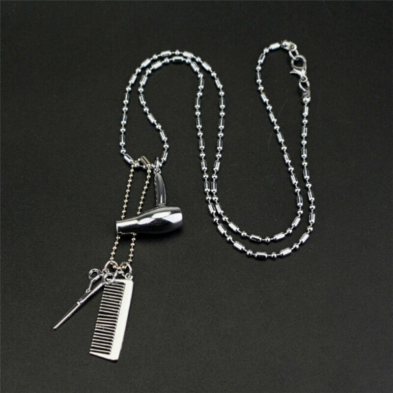 Hair Dryer/Scissor/Comb Dangle Pendant Necklace Hair Stylist Jewelry Gif Brp Pb