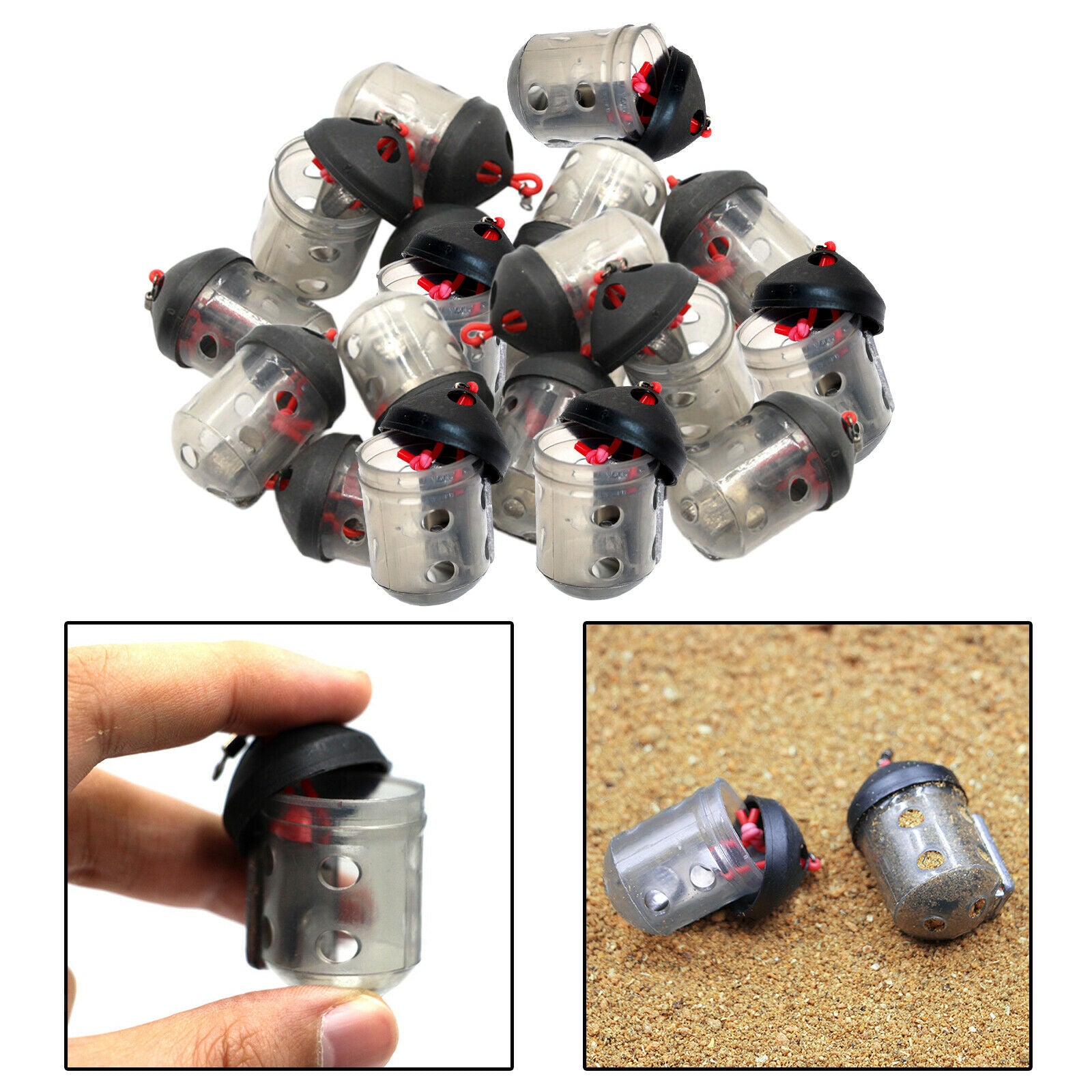 20Pieces Fishing Bait Feeder Holder Pellet Lure Cage Thrower Lead Flyfish Sinker
