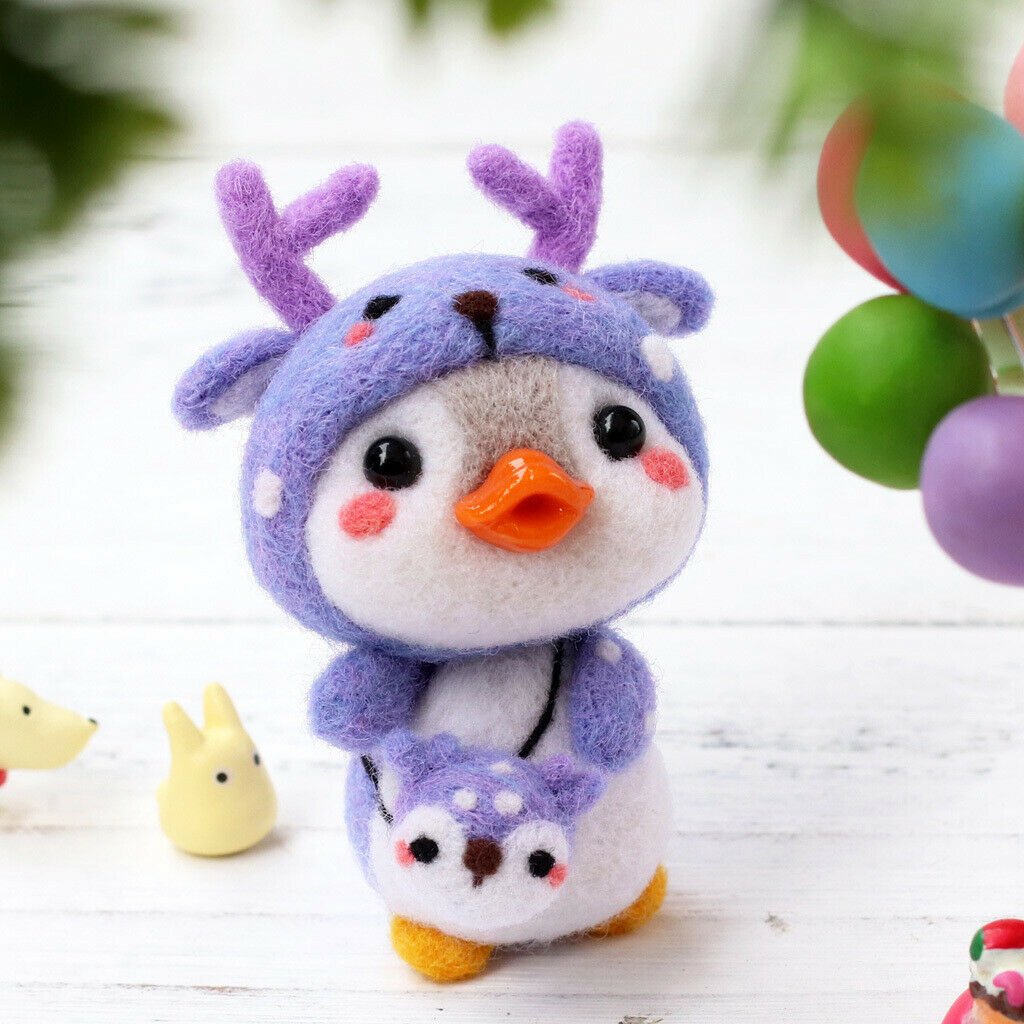 6 Sets Lovely Animal Penguin  Felting Starter Kit DIY Wool Crafts
