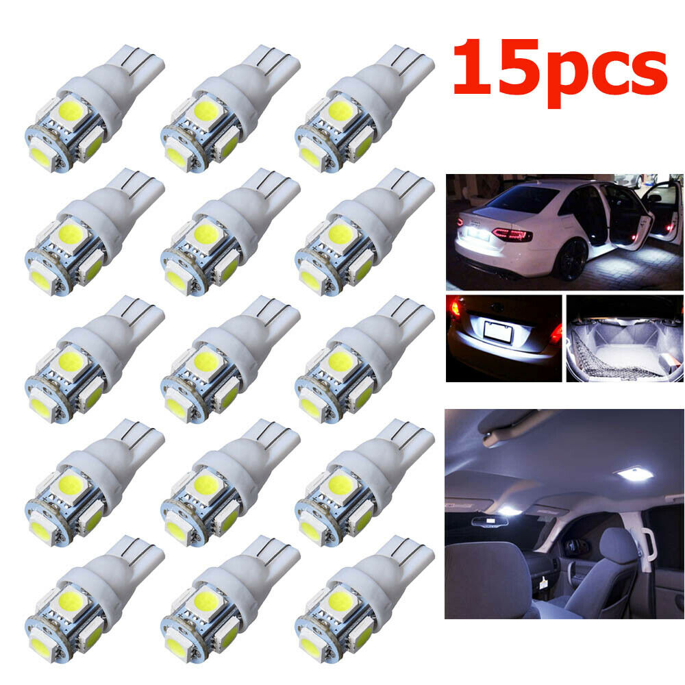 15Pcs T10 XENON LED Light Bulb 5SMD 5050 White Lamps Wedge 12V TAIL 194 168 USA