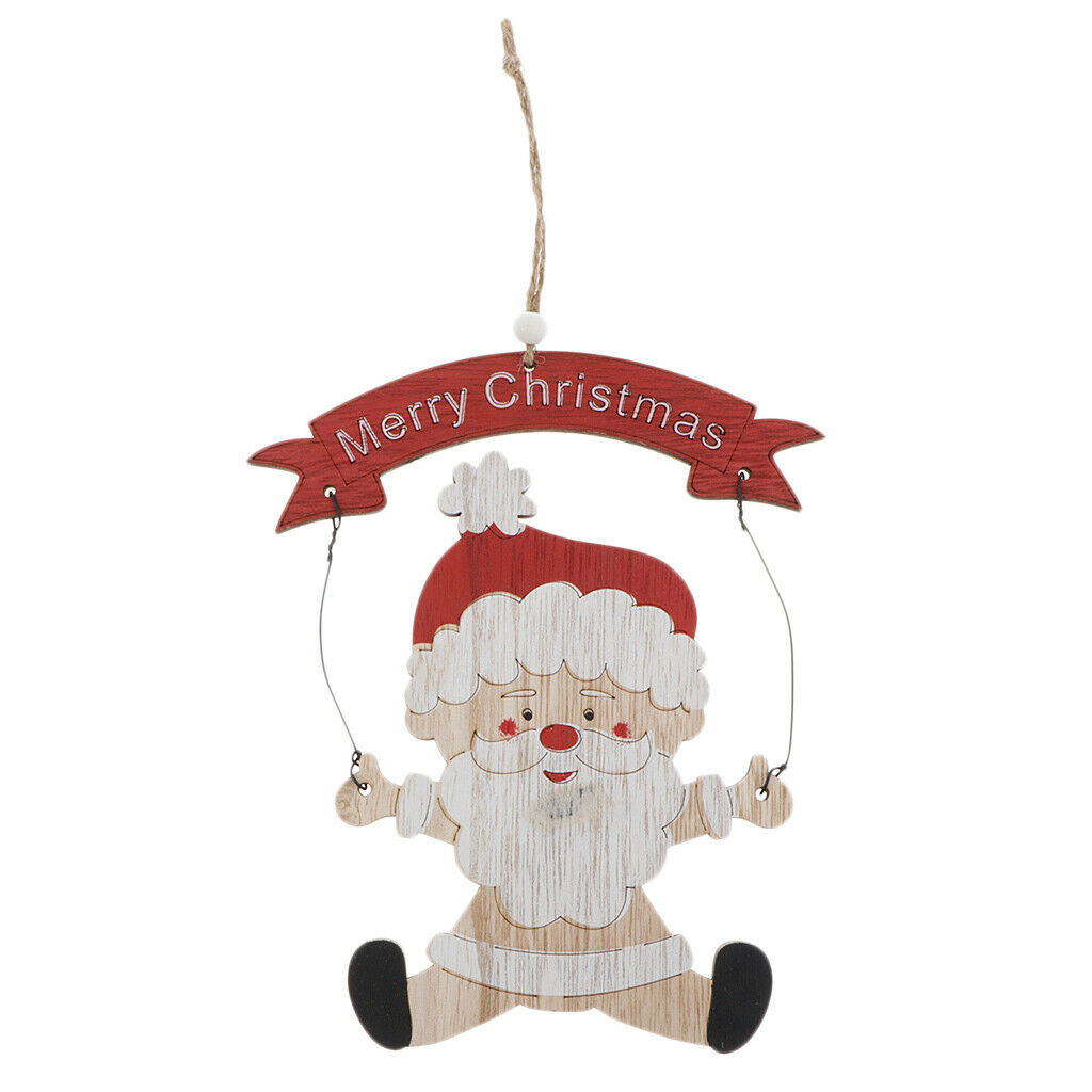Christmas Santa Wooden Pendants Xmas Ornaments Window Wall Hanging Decors