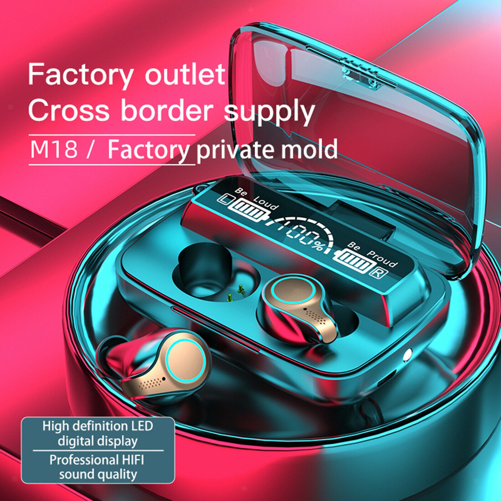M18 IPX7 Waterproof True Bluetooth 5.0 Earbuds Wireless Headset Headphone