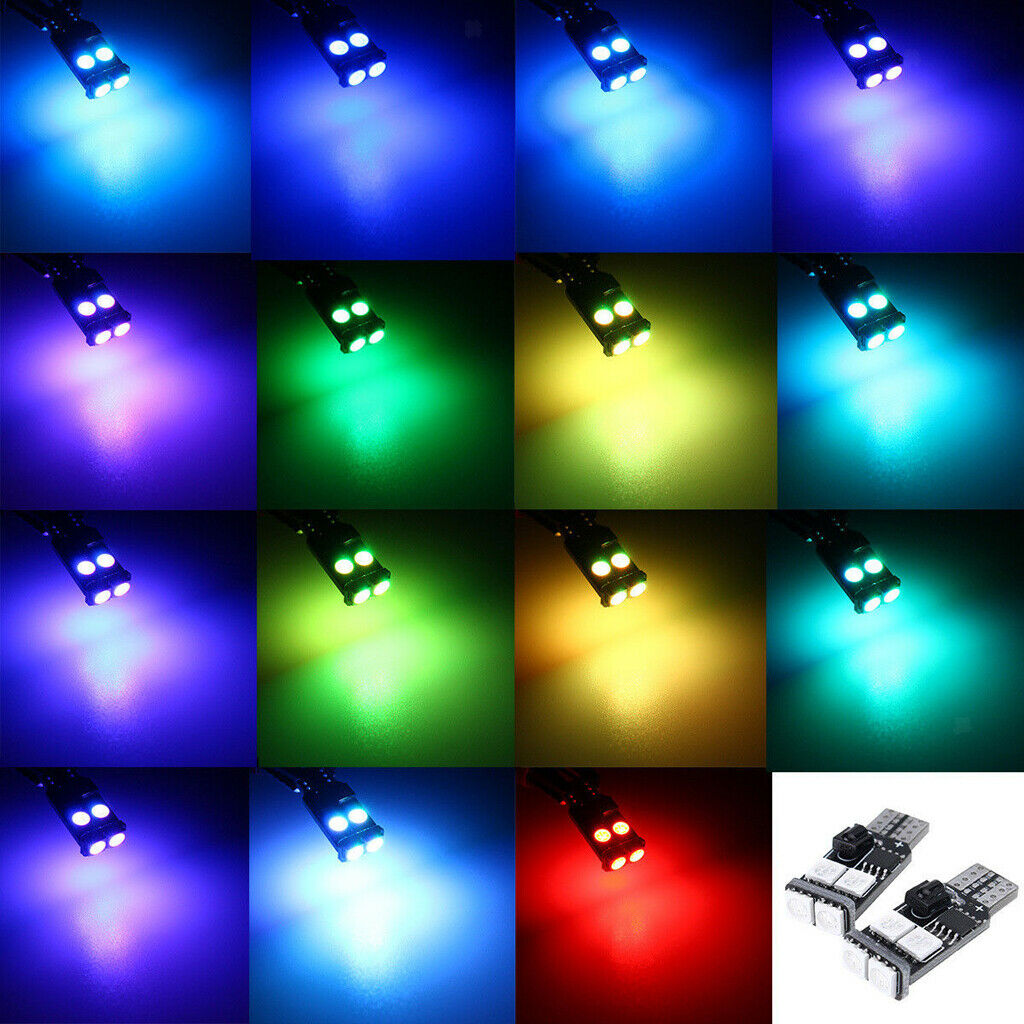 2 Pieces T10 5050 6SMD LED RGB Light Bulb Remote Control Clearance Lamp