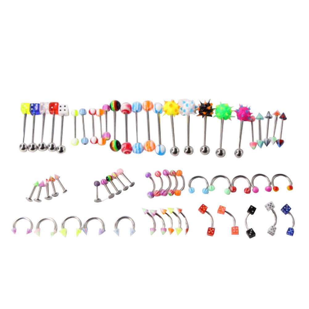 Wholesale Lots Mixed Lip Piercing Body Jewelry Barbell Rings Tongue Ring 60X SJ