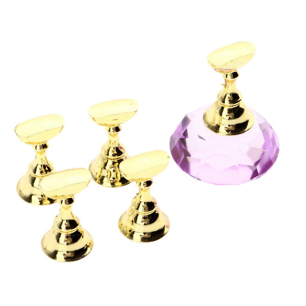 2 Set Magnetic Nail Tips Stand Holder for Art Salon DIY and Practice Purple