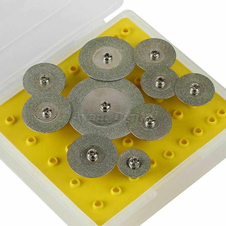 10 Diamond Cut Off Wheel Discs Blades Rotary Tool Accessory Set Shank for Power