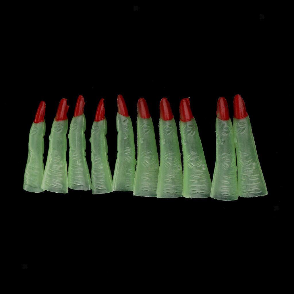 5 Pieces Halloween Party Glow in the Dark Witch Red Claw Tips Finger Nails