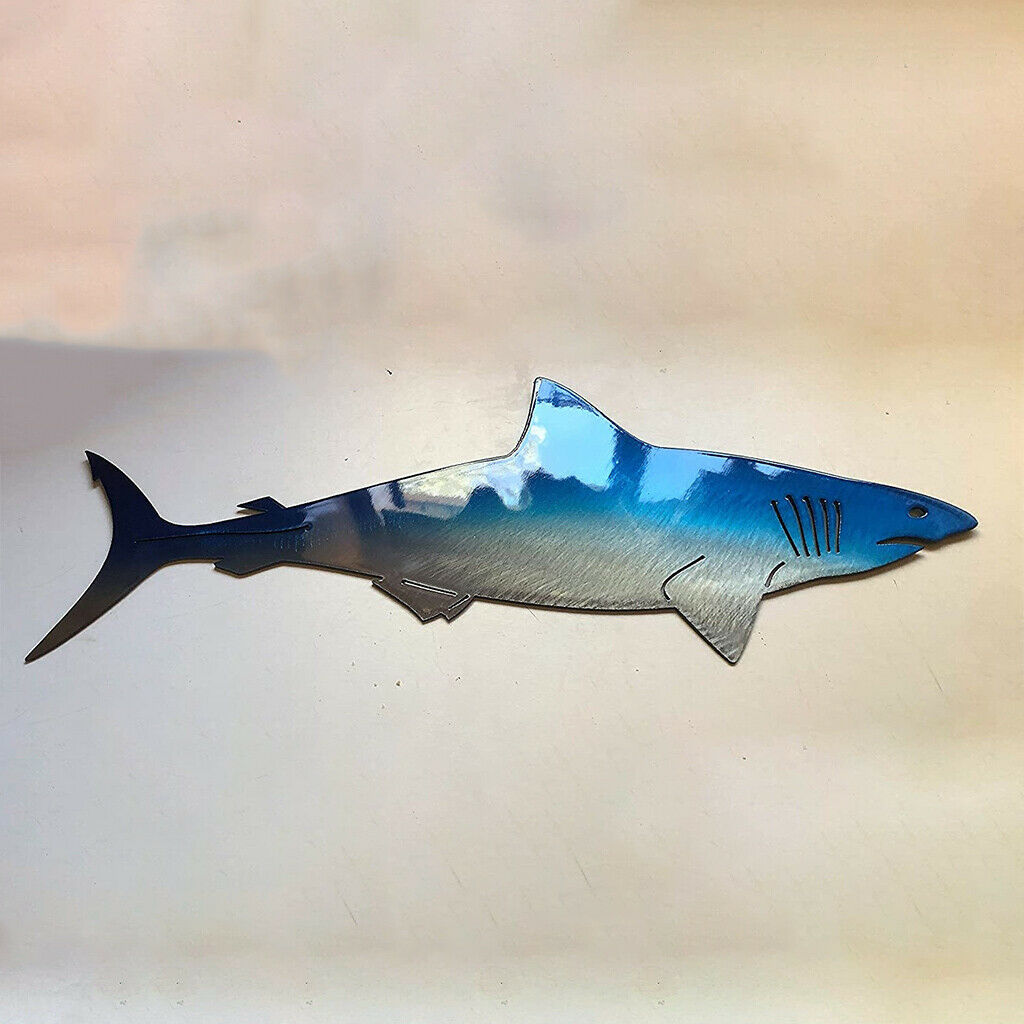 2x Metal Shark Wall Decor Outdoor Hanging Wall Sculpture Home Porch Fence