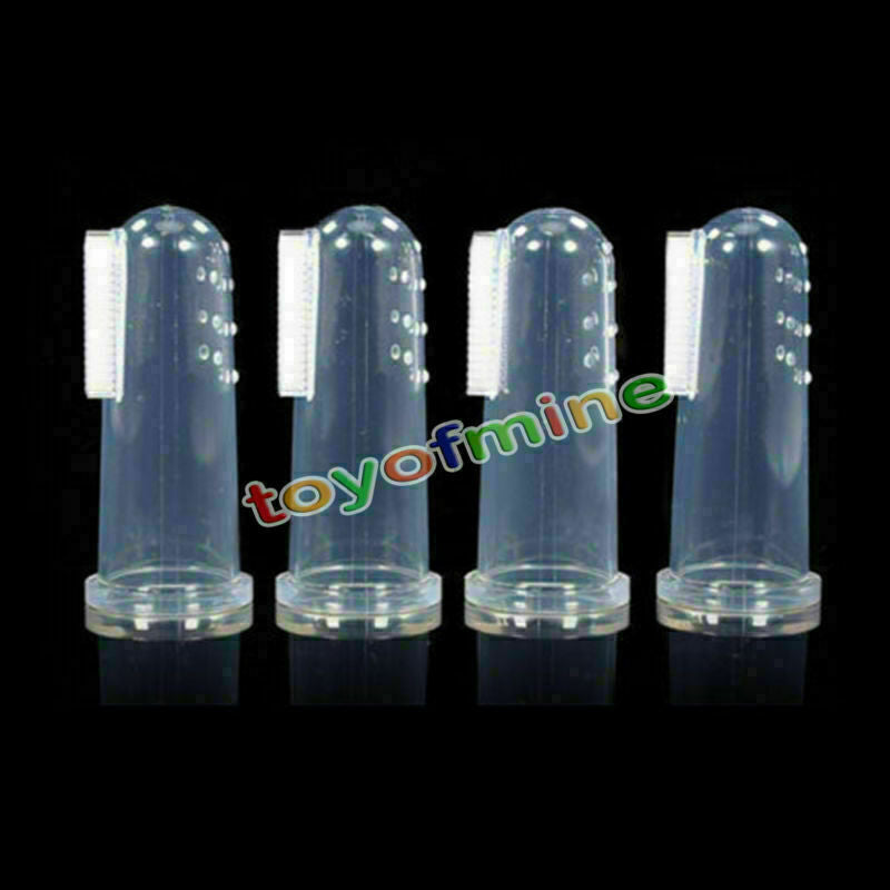4x Soft Finger Toothbrush Pet Dog Oral Dental Cleaning Teeth Care Hygiene Brush