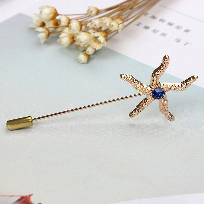 Women Mens Starfish Lapel Stick Pin Brooch Badge for Tie Hat Scarf Accessory