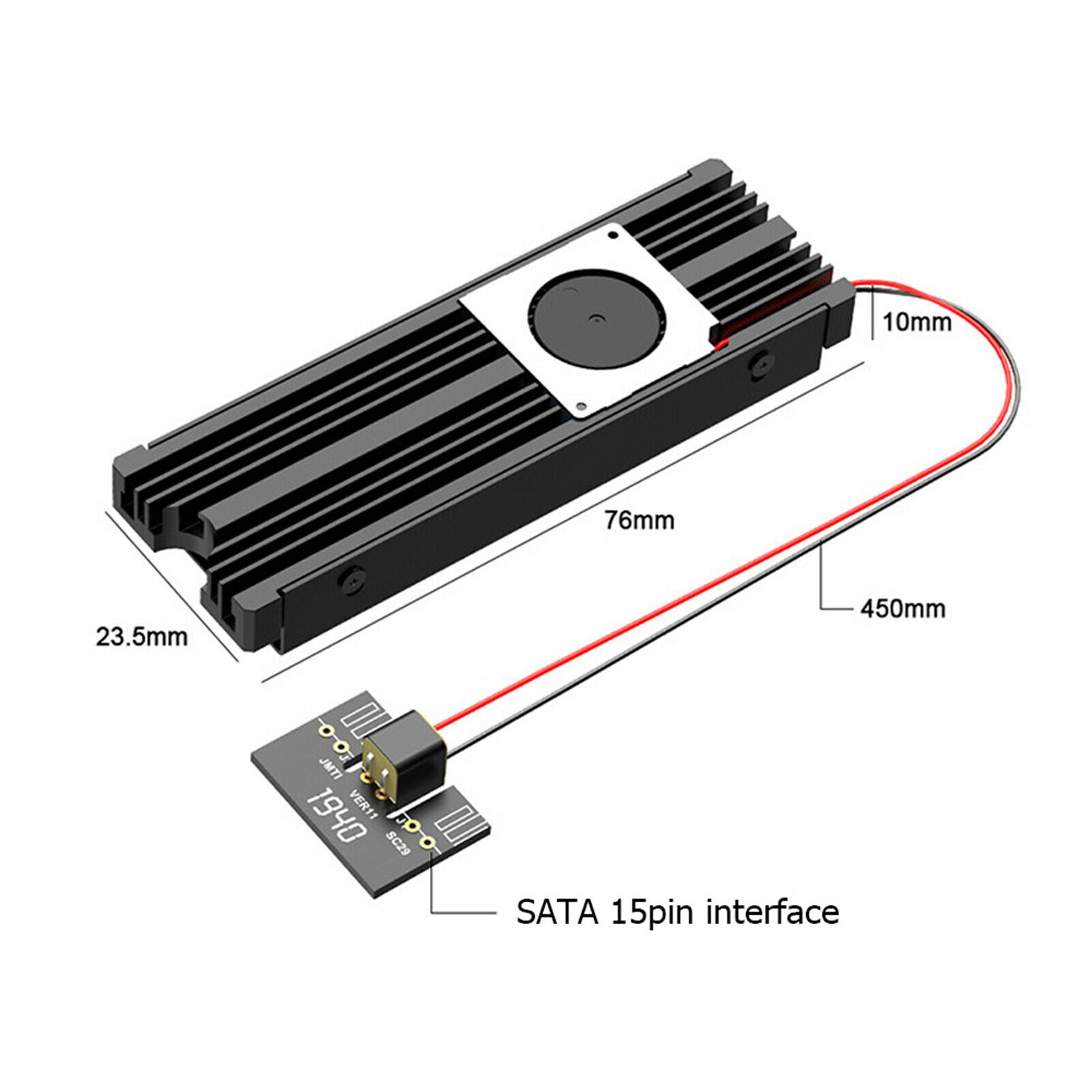 Heatsink Cooler with Cooling Fan Radiator for M.2 NGFF NVME SSD