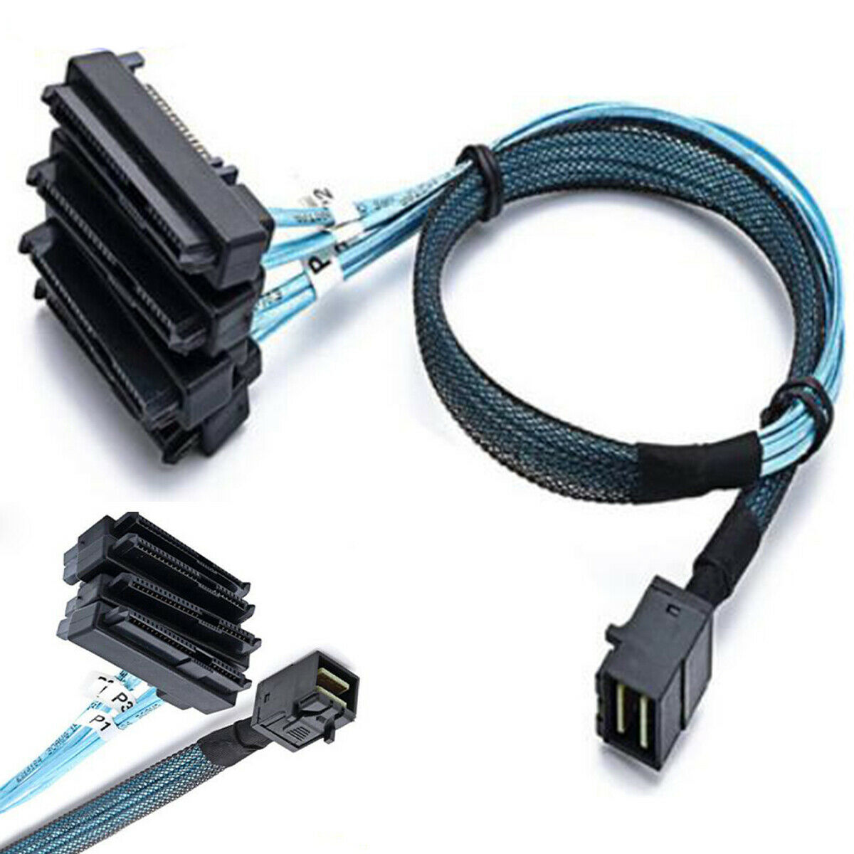 1× SFF-8643 Male SAS HD To 29 Pin SFF-8482 With SAS 15Pin Port Cable Adapter