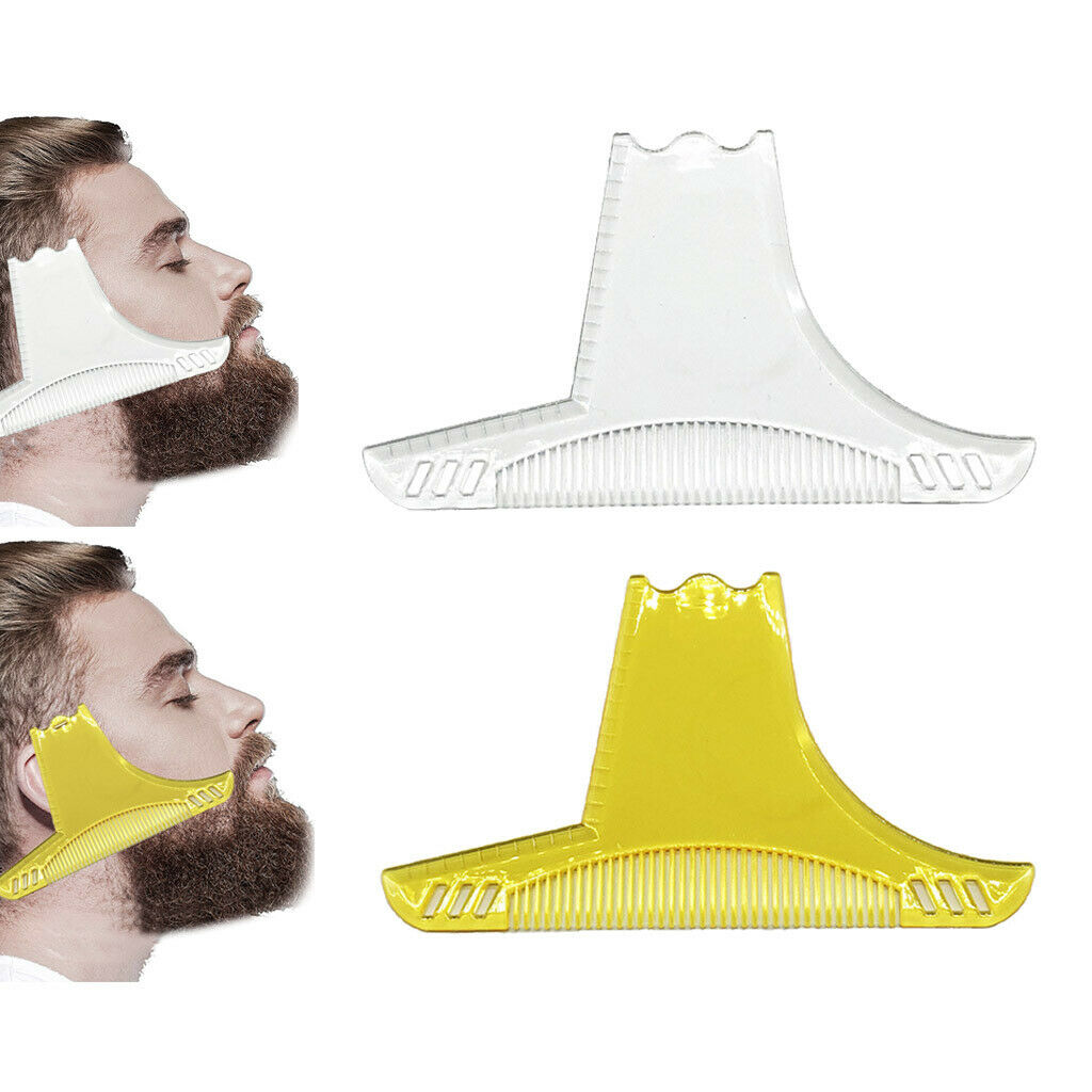 Beard Shaping Template w/Inbuilt Comb Shaving Tool Men's Beard Combs Clear