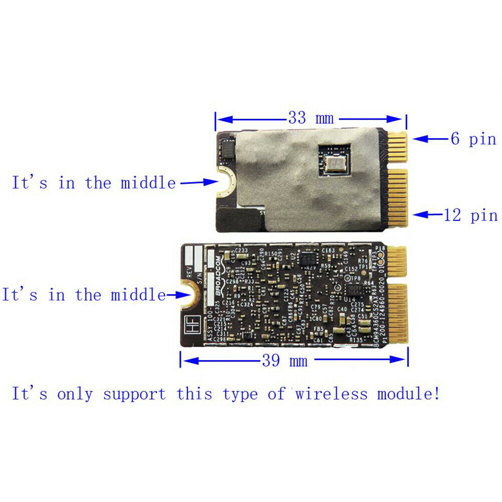 BCM94360CS2 BCM943224PCIEBT2 12+6 Pin WIFI wireless card module to NGFF M.l8