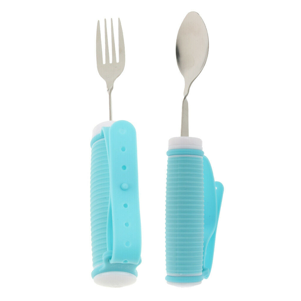 Elderly 2 Pcs Stainless Steel Good Grip Spoon Forks Kitchen Aids For Eating