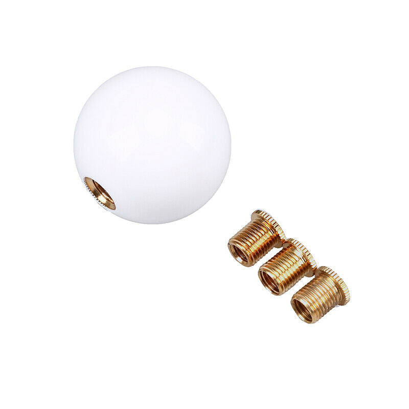 Universal Car White Round Ball Manual Gear Stick Shift Screw Knob Shifter Lever