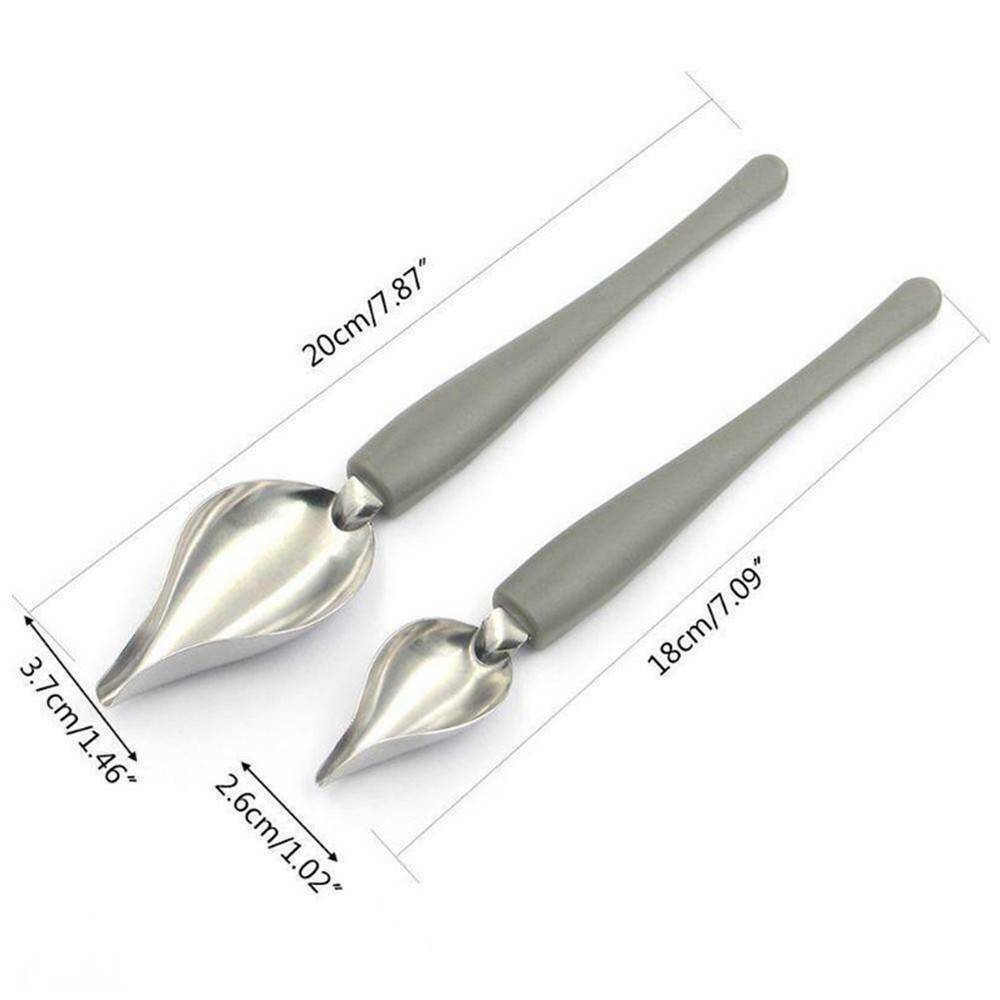 2Pcs Sauce Painting Accessories Stainless Steel Pencil Coffee Draw Tools Spoon