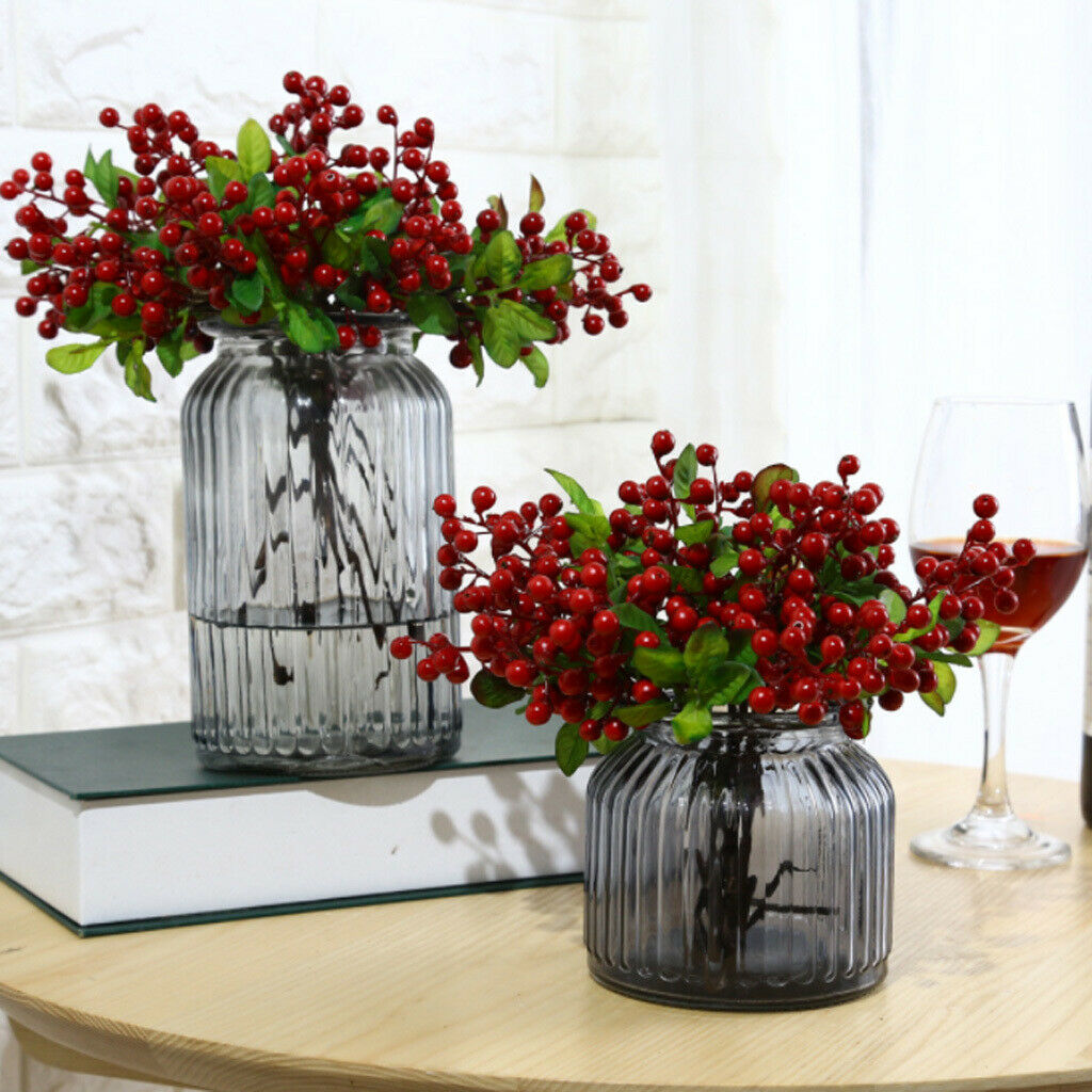4pcs Artificial Foliage Plants Flower Fruits Blueberries Branches Wedding